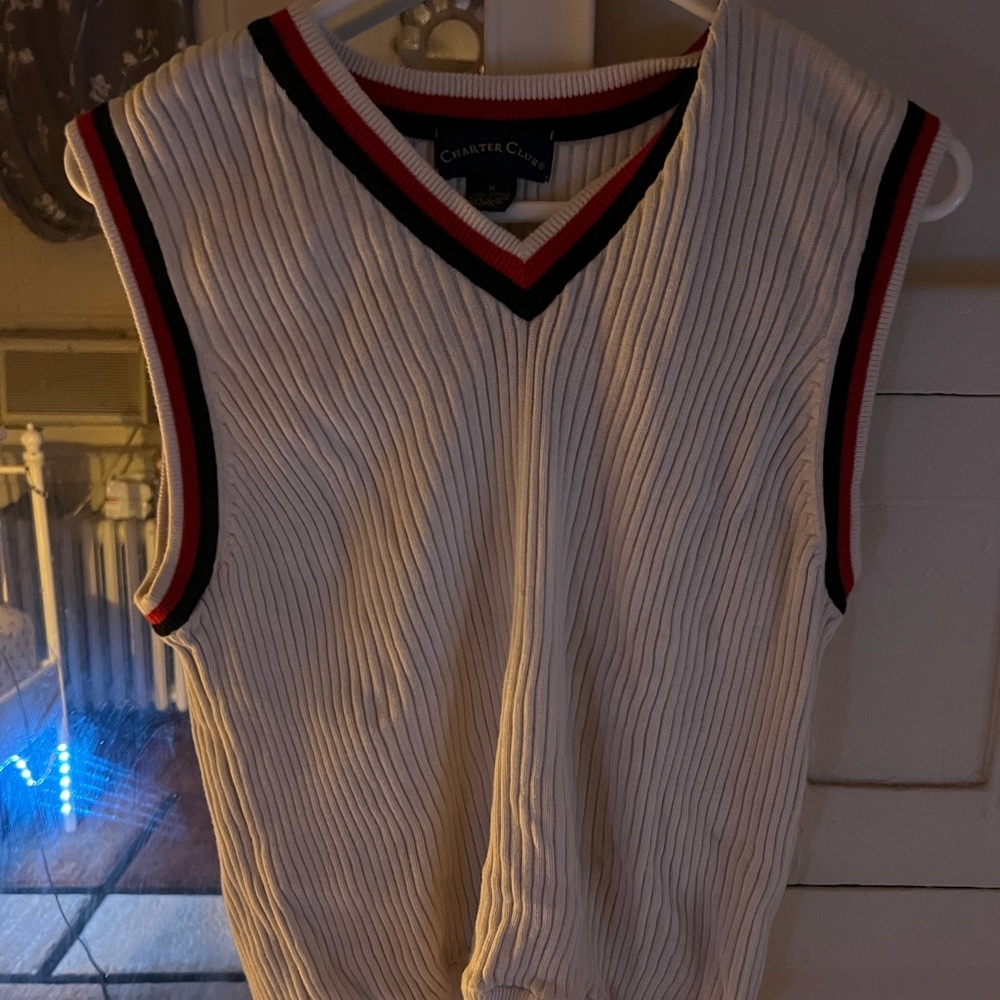 Charter Club Knitted Striped Vest M